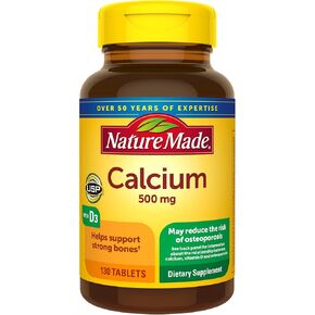 Nature Made Calcium, 500 mg, With Vitamin D, Tablets, 130 Count (Pack of 3)
