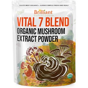Ellie's Best Lion’s Mane Mushroom Powder Extract Supplement - USDA Organic - Double Extracted - Pure No Fillers - 4oz - 114 1g Servings