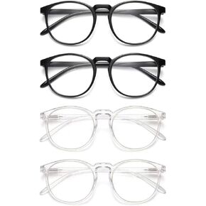 IBOANN 4 Pack Blue Light Blocking Glasses Women Men, Anti Eyestrain Computer Glasses, Retro Round Frames with Clear Lens