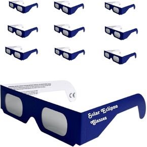 GottaHaveit Solar Eclipse Glasses for Direct Sun Viewing, Meets ISO Requirements, CE Certified, Independently Tested, 10 Pack (Dark Blue)