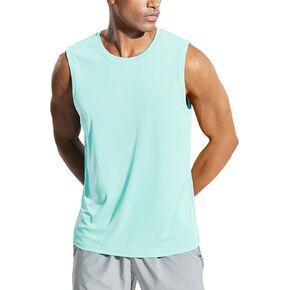 MIER Men's UPF 50+ Sleeveless Workout Swim Shirts Quick Dry Running Tank Tops UV Protection Muscle Tees