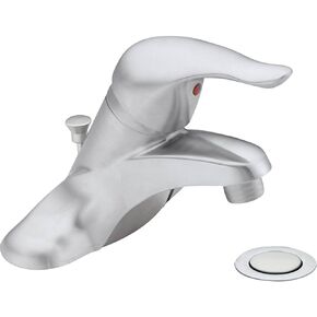 Moen Chateau Chrome One-Handle Low-Arc Centerset Bathroom Sink Faucet with Drain Assembly, L4621