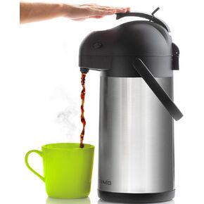 Airpot Coffee Carafe 101oz - 24 Hours Hot Drink Dispenser, Thermal Coffee Carafe - Insulated Stainless Steel Coffee Carafes for Keeping Hot - Drink Warmer & Airpot Coffee Dispenser with Pump - Cresimo