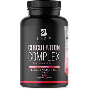 Blood Circulation Supplement - B Life Circulation Complex - 180 Capsules - Supports Good Circulation Health - Enhanced with Butcher's Broom and Horse Chestnut