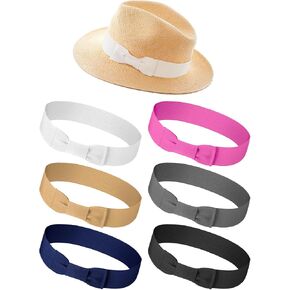 Tigeen 6 Pcs Stretchable Bowknot Hat Band Cowboy Hat Bands for Women Fedora Hat Bands Hat Ribbon Panama Straw Hat Accessories