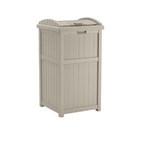 Suncast 30-Gallon Durable Hideaway Trash Waste Bin Container for Outdoor with Solid Bottom Panel and Latching Lid, Cyberspace (2 Pack)