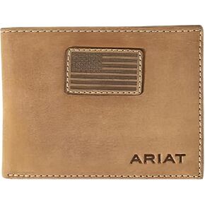 ARIAT Flag Patch Large Bifold Wallet, Medium Brown