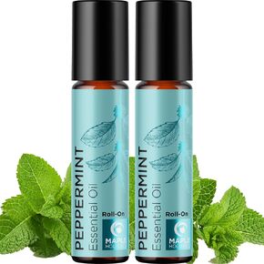 Peppermint Essential Oil Roll On - Peppermint Oil Stick Travel Essentials with Aromatherapy Oil for Headaches - Pre Diluted Natural Peppermint Oil Roll On for Energy Focus and Concentration 2-Pack