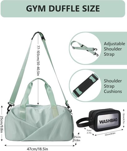 حقيبة من القماش الخشن مقاس 18 بوصة من Unineovo للنساء مع حقيبة أدوات الزينة، وحقائب رياضية سعة 30 لترًا مع جيب مبلل وحجرة للأحذية، وحقيبة سفر من القماش الخشن مع أكمام بعجلات، وحقيبة ليلية، ورياضة، والسفر، وصالة الألعاب الرياضية، واليوجا in Kuwait