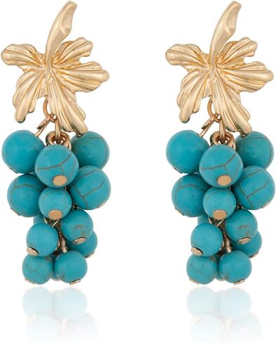 POSUR أقراط متدلية من العنب الفيروزي والمطرزة بالذهب عيار 14 قيراط للنساء أقراط متدلية من الذهب والفضة لهدايا الفتيات المراهقات in Kuwait