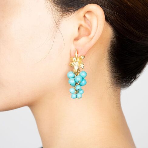 POSUR أقراط متدلية من العنب الفيروزي والمطرزة بالذهب عيار 14 قيراط للنساء أقراط متدلية من الذهب والفضة لهدايا الفتيات المراهقات in Kuwait