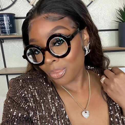 Zeelool Retro Thick Round Blue Light Blocking Glasses for Women Men Calhoun ZOA01776 in Kuwait