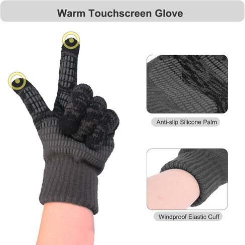 KRATARC Winter Warm Scarf Beanie Hat Glove Neck Gaiter Set Adult Men Women Outdoor in Kuwait