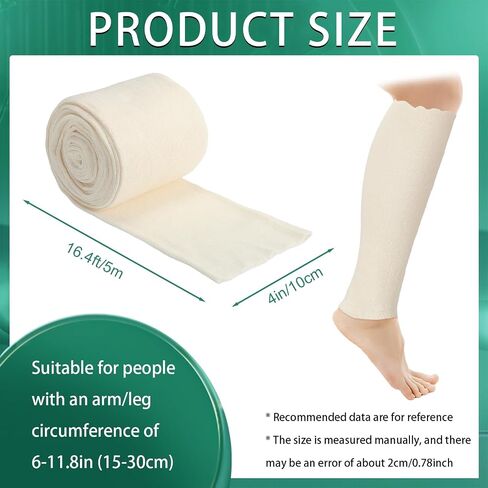 Nuanchu 2 Pack Cotton Stockinette Tubular Elastic Bandage Cast Sleeve Roll Elastic Wrap Tube Bandages Comfortable Cast Stockinette for Arm Leg Knee Wrapping, 2 Inches x 16.4 ft in Kuwait