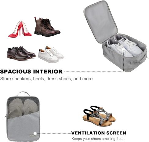 emissary Shoe Bag Holds 3 Pair of Shoes for Travel, Large Waterproof Shoe Bags for Storage, Shoe Bags for Travel With Pocket, Travel Shoe Bags for Packing, Sneaker Travel Bag for Women Men(Black) in Kuwait