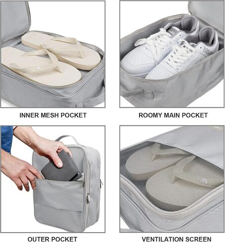 emissary Shoe Bag Holds 3 Pair of Shoes for Travel, Large Waterproof Shoe Bags for Storage, Shoe Bags for Travel With Pocket, Travel Shoe Bags for Packing, Sneaker Travel Bag for Women Men(Black) in Kuwait
