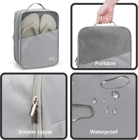 emissary Shoe Bag Holds 3 Pair of Shoes for Travel, Large Waterproof Shoe Bags for Storage, Shoe Bags for Travel With Pocket, Travel Shoe Bags for Packing, Sneaker Travel Bag for Women Men(Black) in Kuwait