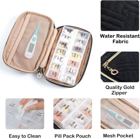 BAGSFY Pill Organizer Case 2 Times a Day- Weekly Medicine Organizer Travel Pill Box with Removable Seven-Day Medicine Case Container for Fish Oil, Vitamin, Supplement in Saudi Arabia