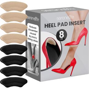 Shoe Insert Heel Pads | 2 Pairs of Shoe Pad Inserts for Men & Women's Shoes, Dress Shoes, High Heels, Loafers & Sneakers | Soft & Comfortable | Strong Adhesive | Black & Apricot