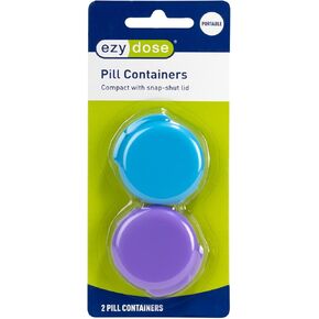 EZY DOSE Push Button Pill, Medicine, Vitamin Organizer Box Daily, 2 Times a Day, AM PM Large Compartments Arthritis Friendly Clear Lids, Assorted, XL