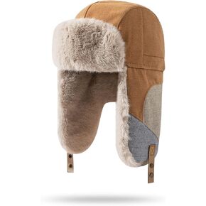 Croogo Cold Weather Bomber Hats Trapper Hat Winter Thick Furry Ushanka Russian Hat Windproof Ski Trooper Hat with Ear Flap in Saudi Arabia