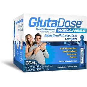GlutaDose | Detox Every Day | Support Immune Function and Increase Energy | Glutathione + Acerola Extract Blend (700 mg) | Zinc (10 mg) | Liquid Vials | Made in USA (60 Doses)