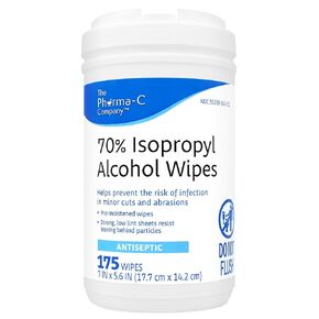 Pharma-C 70% Isopropyl Alcohol Wipes [175ct Wipes] - Large Durable IPA Wipes. First-Aid Antiseptic Wound Cleaner with Moisture Lock Lid. MADE IN USA.