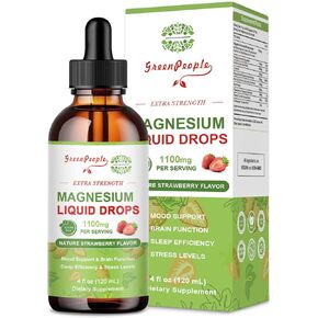 مكمل مركب المغنيسيوم الثلاثي 17 في 1 1100 مجم، قطرات المغنيسيوم السائلة مع جليسينات المغنيسيوم 400 مجم وسيترات 500 مجم، نكهة الفراولة الخالية من السكر، لمزاج هادئ ودعم العضلات والنوم، 4 أونصة سائلة. in Kuwait