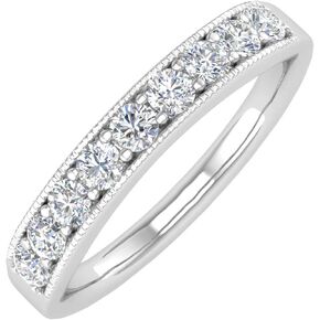 FINEROCK 1/2 Carat 14K Gold Round Diamond Ladies Anniversary Wedding Band Ring