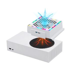 مروحة تبريد Mcbazel لـ Xbox Series S، شاشة LED RGB، ضوضاء منخفضة، 2 منافذ USB إضافية، 3 مستويات قابلة للتعديل لمروحة تبريد خارجية لوحدة تحكم Xbox Series S فقط