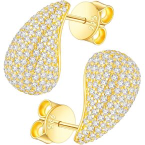 YIMERAIRE Moissanite Hoop Earrings, 0.54ct-3.6ct D Color VVS1 Clarity Brilliant Round Cut Lab Created Diamond Earrings 18K White Gold Plated 925 Sterling Silver Huggie Hoop Earrings for Women Men