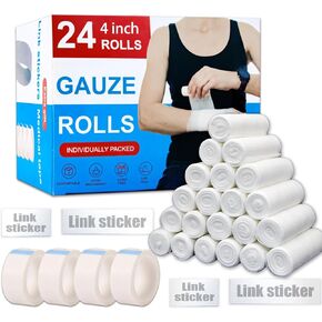 KIWAEZS Gauze Rolls Pack of 96 – 4 " x 4.1 yd Premium Quality Lint and Latex-Free Conforming Stretch Bandages Designed for Effective Wound Care for Wound Dressing Support (Individually Packed)