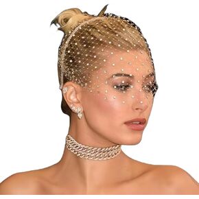 Passat Sparkly Pearl Silona Birdcage Veil Pearl Wedding Birdcage Veils with Comb Bridal Veil Pearl Bandeau Veil for Bride Short Pearl Wedding Veils