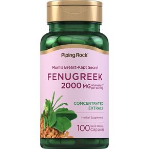 Piping Rock Fenugreek Capsules 2000mg | 100 Pills | Concentrated Herbal Extract Supplement | Non-GMO, Gluten Free