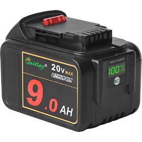 waitley 20V 9.0Ah Lithium Ion Battery Compatible with DEWALT DCB200 DCB209 Tools with LED Indicator