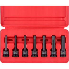 NEIKO 01131B 3/8-Inch-Drive Allen Socket Set, 3-Inch Length, 3/8-Inch Impact Hex-Bit Socket Set, SAE Hex Driver 3/16" to 1/2", CrMo Steel, Impact-Grade, 7-Piece Set