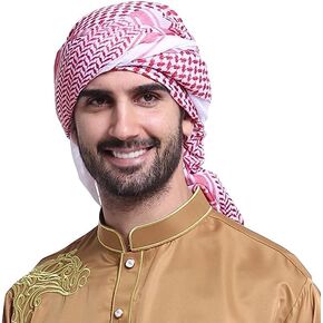 Men's Arab Shemagh Headscarf Muslim Arabian Headwrap Desert Keffiyeh Head Neck Scarf Shawl Headwear Cap with Aqel Rope
