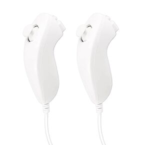 JINHEZO Nunchuck Controller Joystick Gamepad Replacement for wii Nunchuck Controller, Compatible with Nintendo Wii & Wii U Video Game Gamepads White Pack of 2