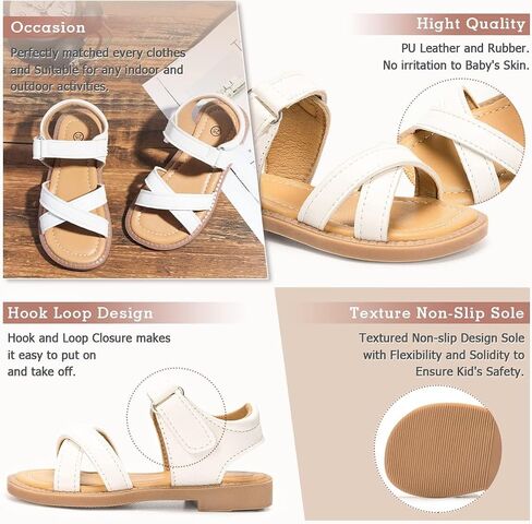 Zoolar Boys Girls Sandals Open Toe Breathable Princess Non-Slip Flats Summer Beach Lightweight Rubber Sole Sandals (Toddler/Little Kid) in Kuwait