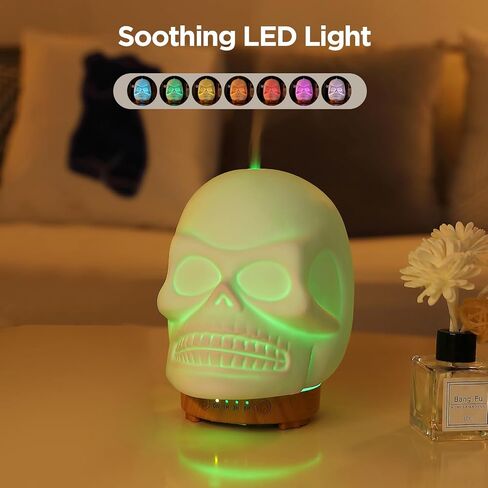 INRORANS 200ml Ceramic Aromatherapy Diffuser stone ultrasonic cool Mist scent Essential Oil Diffuser Humidifier With Intermittent Mist & LED 7 Colors Changing Night Light for Bedroom Office Home Décor in Kuwait