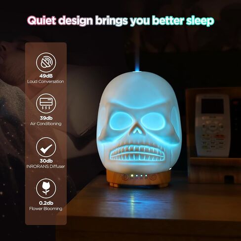 INRORANS 200ml Ceramic Aromatherapy Diffuser stone ultrasonic cool Mist scent Essential Oil Diffuser Humidifier With Intermittent Mist & LED 7 Colors Changing Night Light for Bedroom Office Home Décor in Kuwait