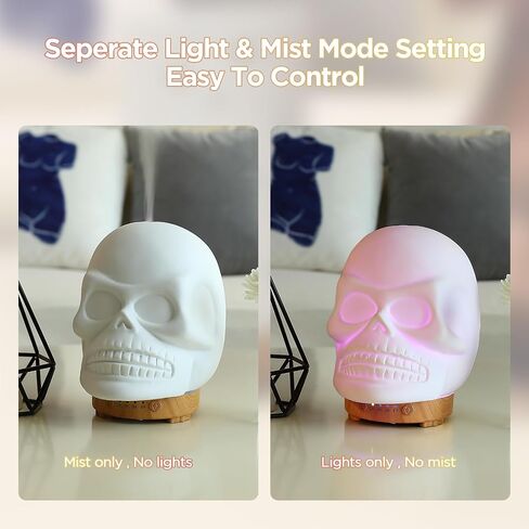 INRORANS 200ml Ceramic Aromatherapy Diffuser stone ultrasonic cool Mist scent Essential Oil Diffuser Humidifier With Intermittent Mist & LED 7 Colors Changing Night Light for Bedroom Office Home Décor in Kuwait