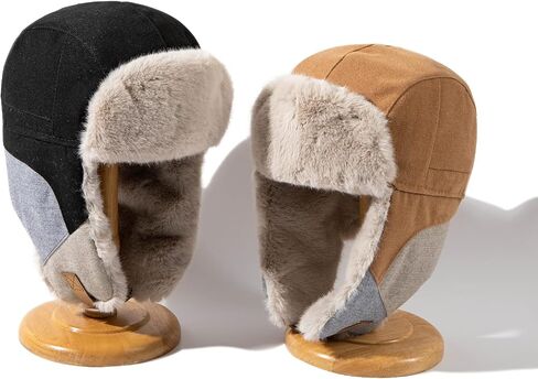 قبعات منفوخة للطقس البارد من Croogo قبعة الصياد قبعة شتوية سميكة فروي Ushanka قبعة روسية مقاومة للرياح قبعة تزلج مع غطاء للأذن in Kuwait