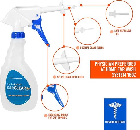 Ear Cleaning Kit by Nuance Medical EarClear Rx - Flexible Tip Kit with Otoscope Penlight, Basin and 20 Disposable Tips and Microfiber Towel in Kuwait