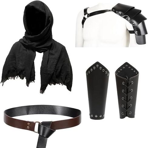 Falinpitos عصر النهضة اكسسوارات القرون الوسطى زي الرجال فارس تأثيري حزام جلد الحقيبة الكتف كيب عباءة مشبك دعامات in Kuwait