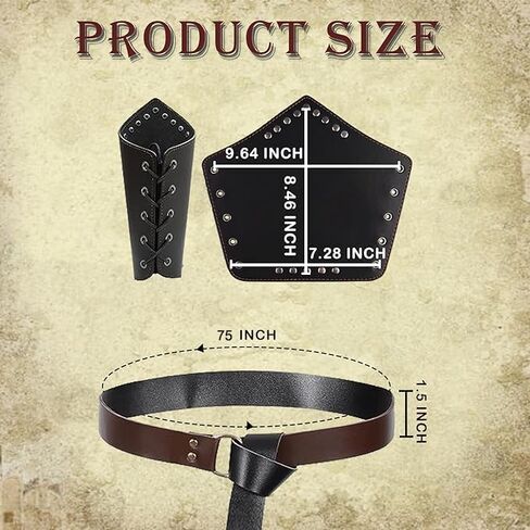 Falinpitos عصر النهضة اكسسوارات القرون الوسطى زي الرجال فارس تأثيري حزام جلد الحقيبة الكتف كيب عباءة مشبك دعامات in Kuwait