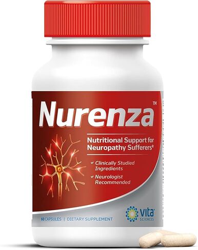 Vita Sciences Nurenza Neuropathy Supplement for Nerve Health and Fast Repair. Natural R-ALA Form 40x Strength with Vitamins and Antioxidants to Renew and Revitalize Feet, Hands, Legs, and Toes. 60 Ct. in Kuwait