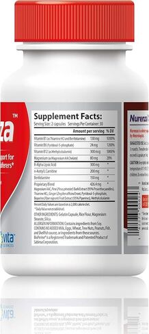 Vita Sciences Nurenza Neuropathy Supplement for Nerve Health and Fast Repair. Natural R-ALA Form 40x Strength with Vitamins and Antioxidants to Renew and Revitalize Feet, Hands, Legs, and Toes. 60 Ct. in Kuwait