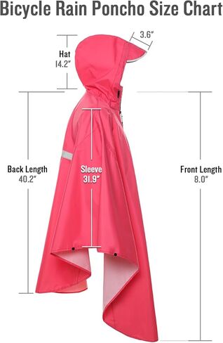 معطف مطر خفيف الوزن لركوب الدراجات من SaphiRose مزود بغطاء للرأس مع شريط عاكس للدراجات in Kuwait