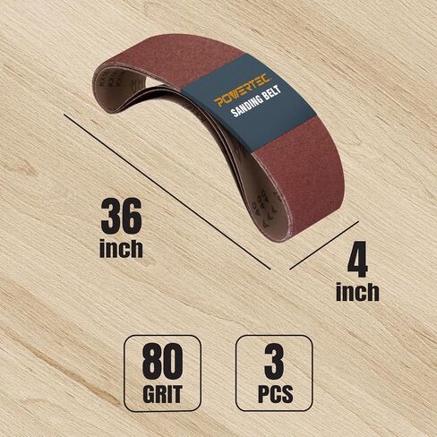 POWERTEC 110623 4 x 36 Inch Sanding Belts - 40 Grit Aluminum Oxide Belt Sander Sanding Belt - Sandpaper for Belt and Disc Sander – 3 Pack in Saudi Arabia